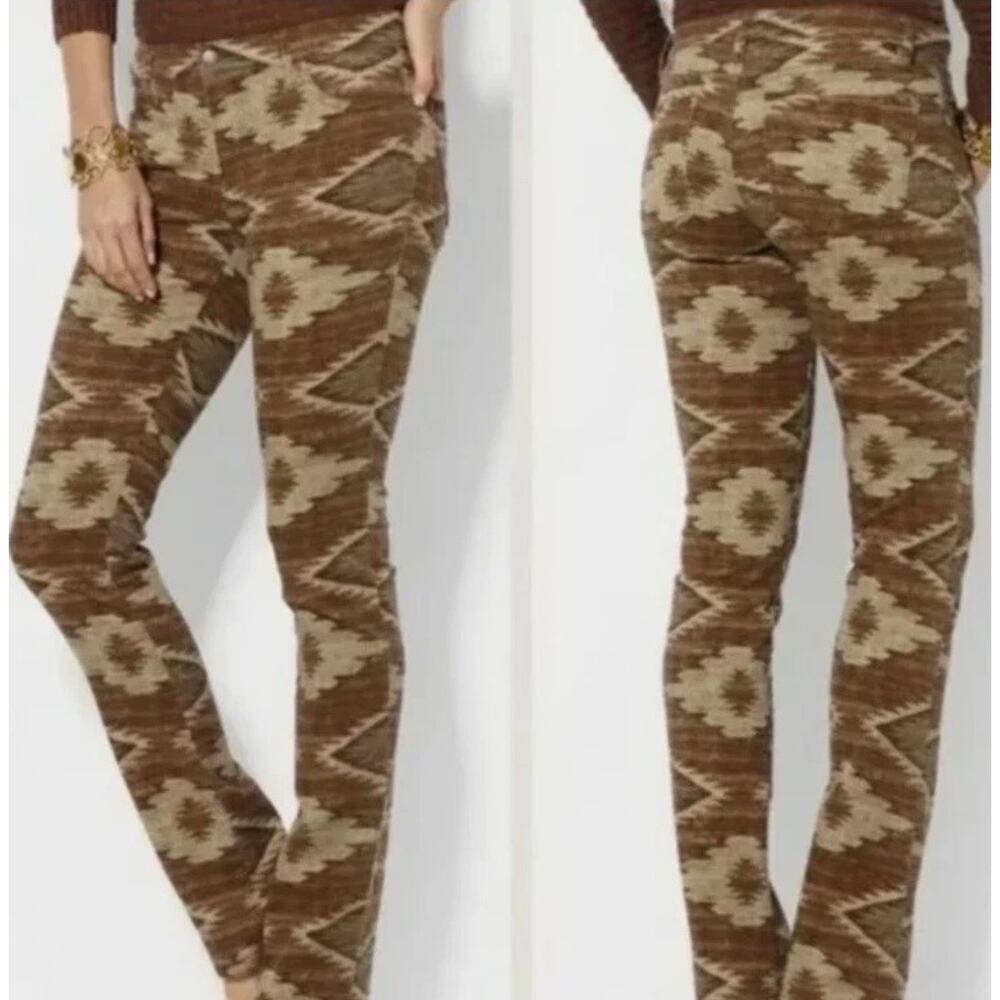 Lauren Ralph Lauren Pants Womens 12 Aztec Modern Straight Corduroy NWT